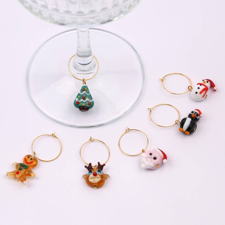 Adamodart - Wholesale Wine Charm - Glass Christmas wine charm, holiday table party, stemware1