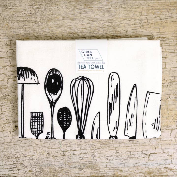 Utensils Tea Towel | kitchen | flour sack | dish towels for wholesale by Girls Can Tell
