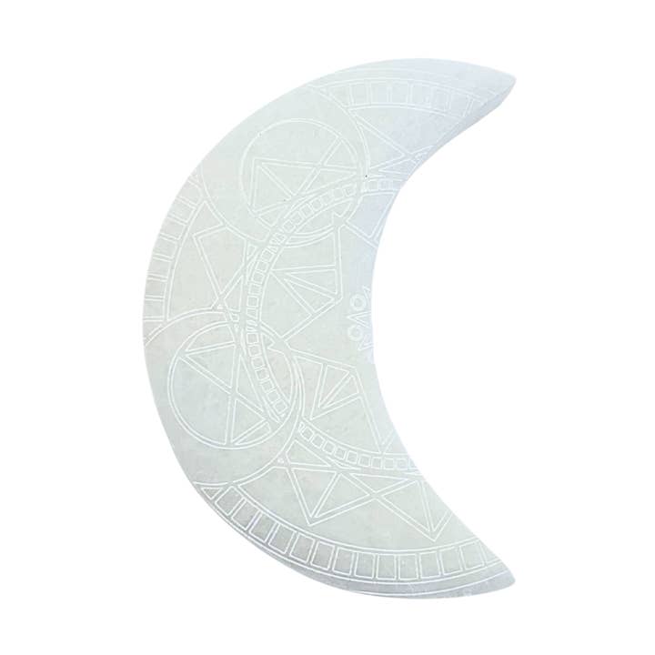 Selenite Charging Plate - Half Moon Star Design for wholesale by Earths Elements Wholesale