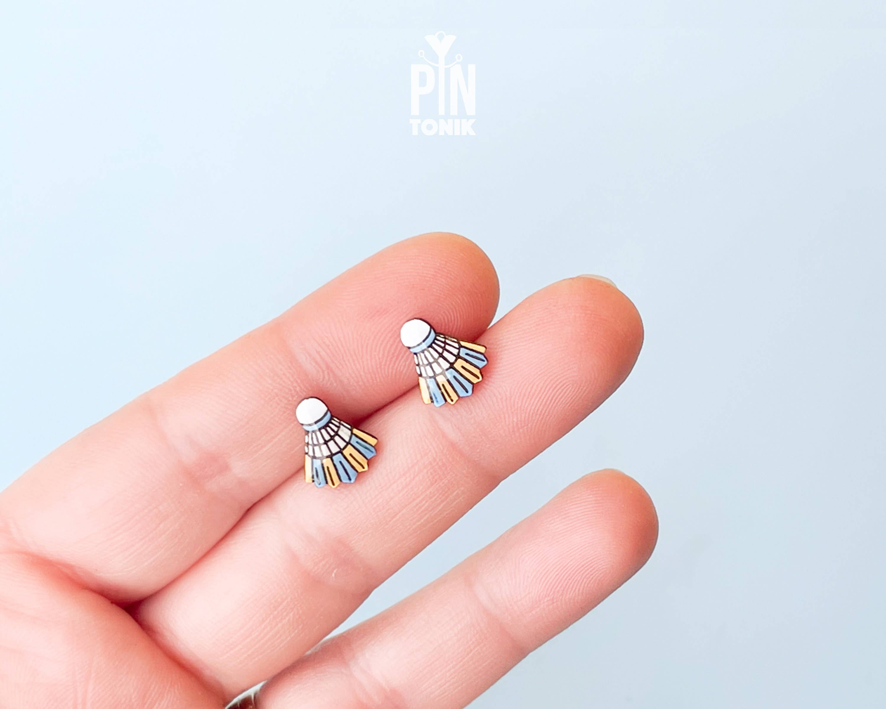 PinTonik - Wholesale Stud/Post Earrings - Shuttlecock Badminton Earrings - Sports Jewelry2