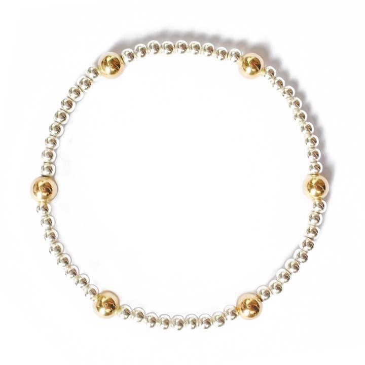 Silver with Gold Bead Bracelet for wholesale by Callie Lee ®️