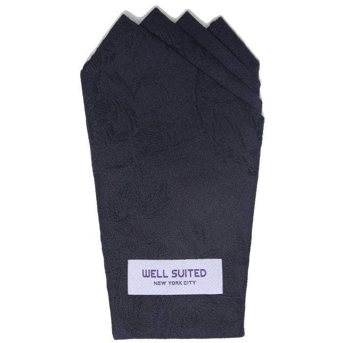 Jacquard Black 4 Point Pocket Square for wholesale by Well Suited NYC