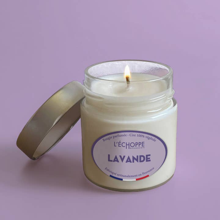 L'Échoppe Buissonnière – Großhandel Kerze im Glas / gefüllte Kerze – Lavendel - Duftkerze 180g0