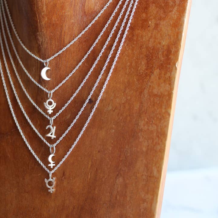 Sofia Ramsay - Wholesale Pendant/Charm Necklace - Planet Symbol Dainty Charm Necklaces in Sterling Silver11