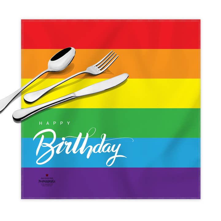 Rainbow Birthday Cloth Dinner Napkins , 17"x17" for wholesale by Paapaiii