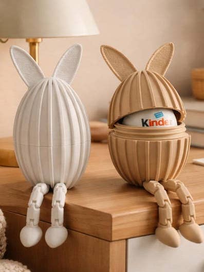 Easter egg holder 3D printed sitting bunny decor for shelves and tables for wholesale by Kri8 Collective