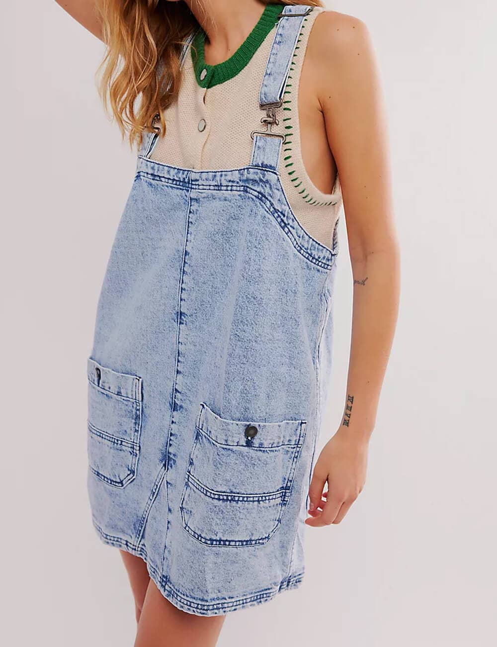 Sweetkama – wholesale Overalls – Women's – Ladies Pocket Denim Mini Overall Dress SKD5499