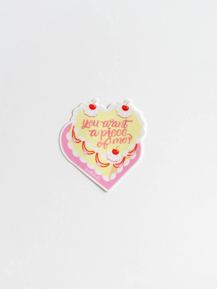 You Want a Piece of Me? Coquette Cake - Heart Vinyl Sticker for wholesale by NatterDoodle