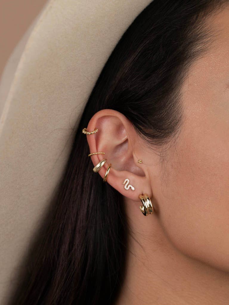 JaxKelly - Wholesale Stud/Post Earrings - Pave Stud - Snake - Gold Earrings6