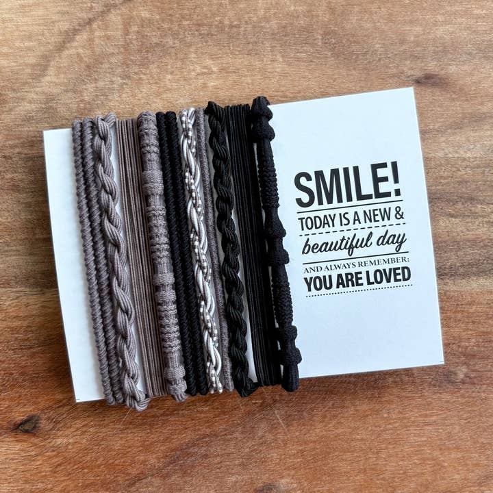 Boho Hair Ties | Gray & Black for wholesale by eastern ave studio