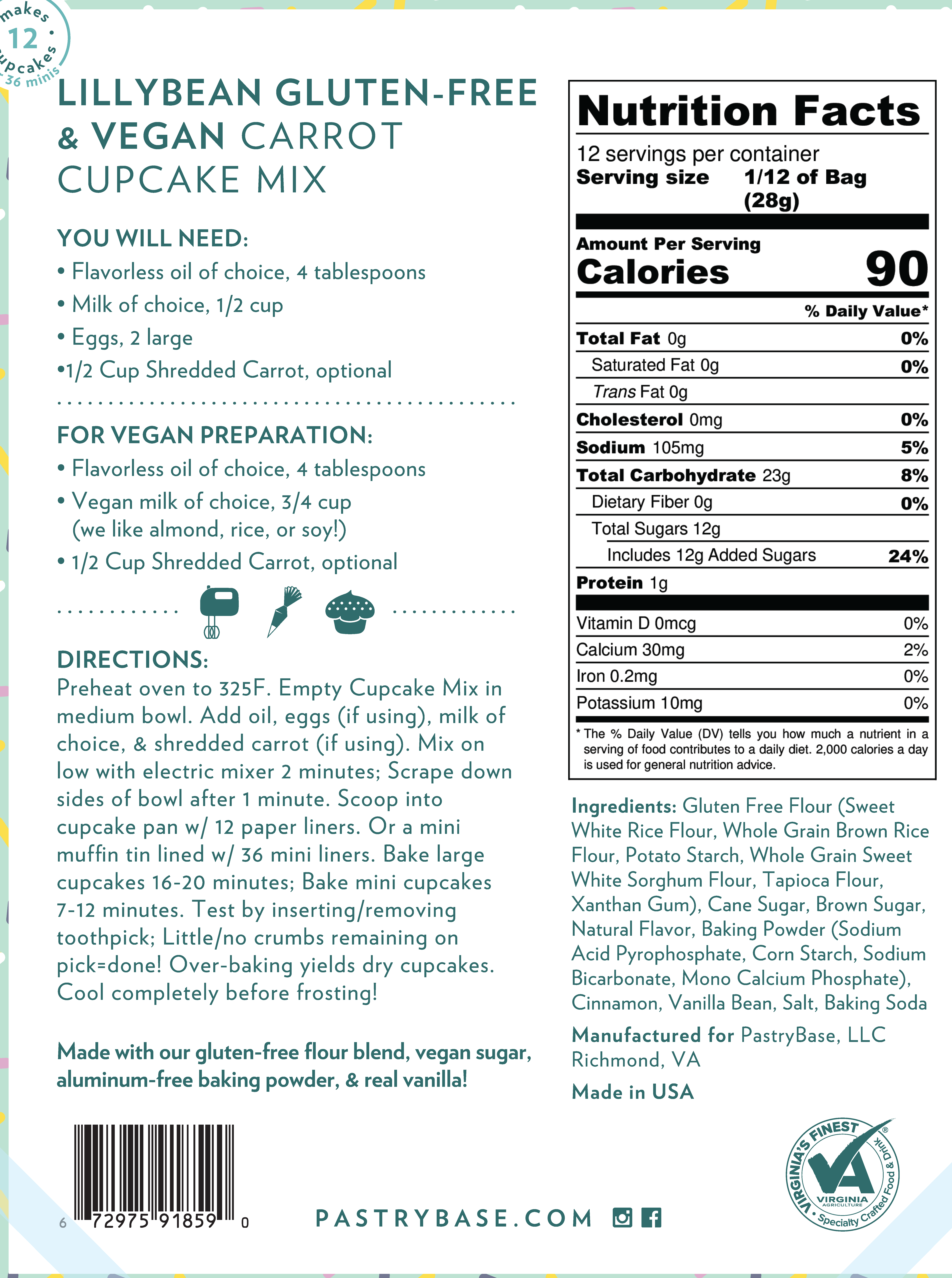 LillyBean Baking - Wholesale Cake Mix - Carrot Cake Cupcake Mix (Vegan & Gluten-Free)3