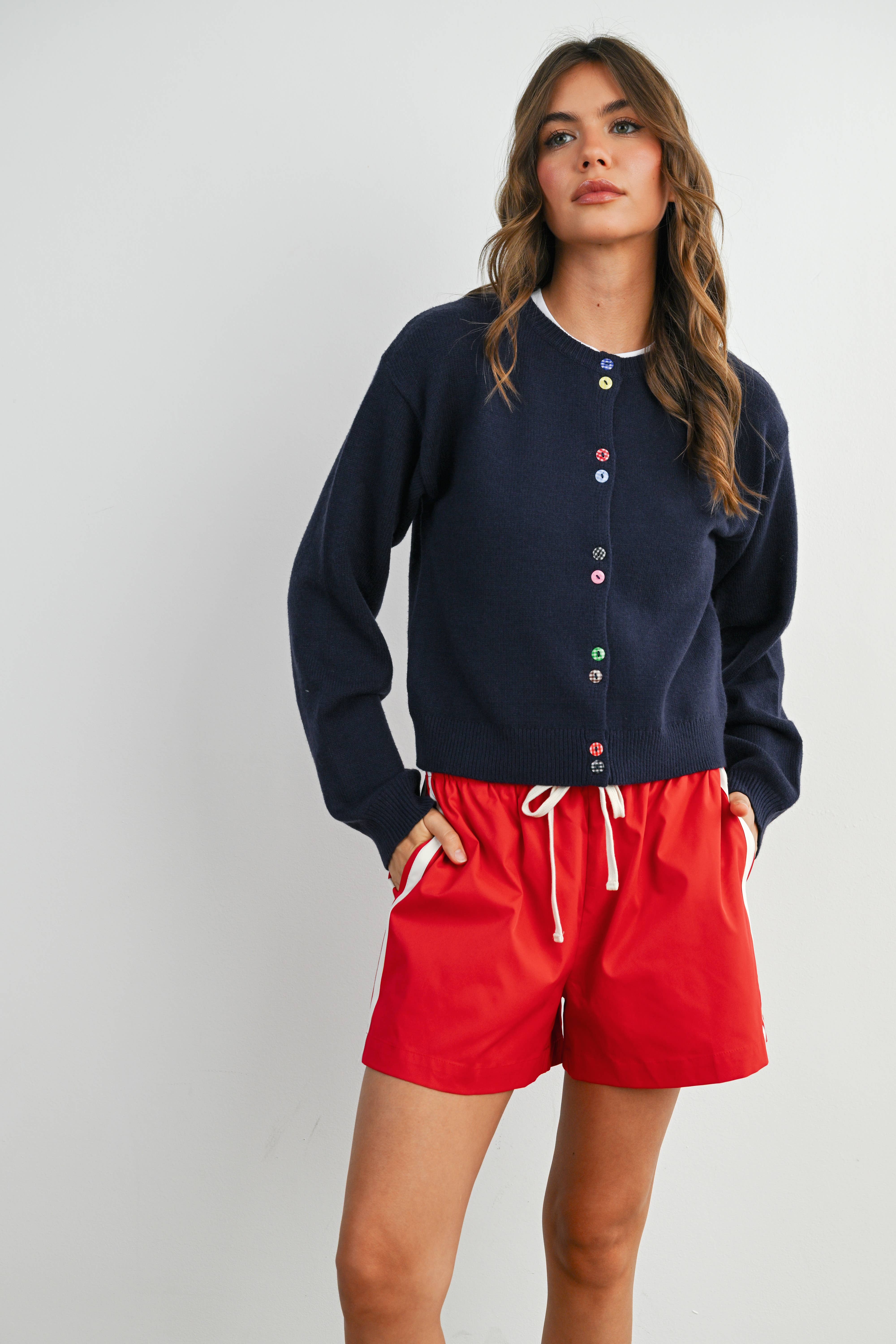 BUTTERMELON - Wholesale Cardigan - Women's - Long Sleeve Buttoned Cropped Cardigan - BMC790635