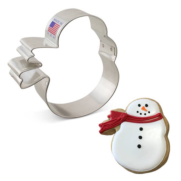 Snowman w/Scarf Cookie Cutter. (Bag of 1 Dozen) for wholesale by Ann Clark