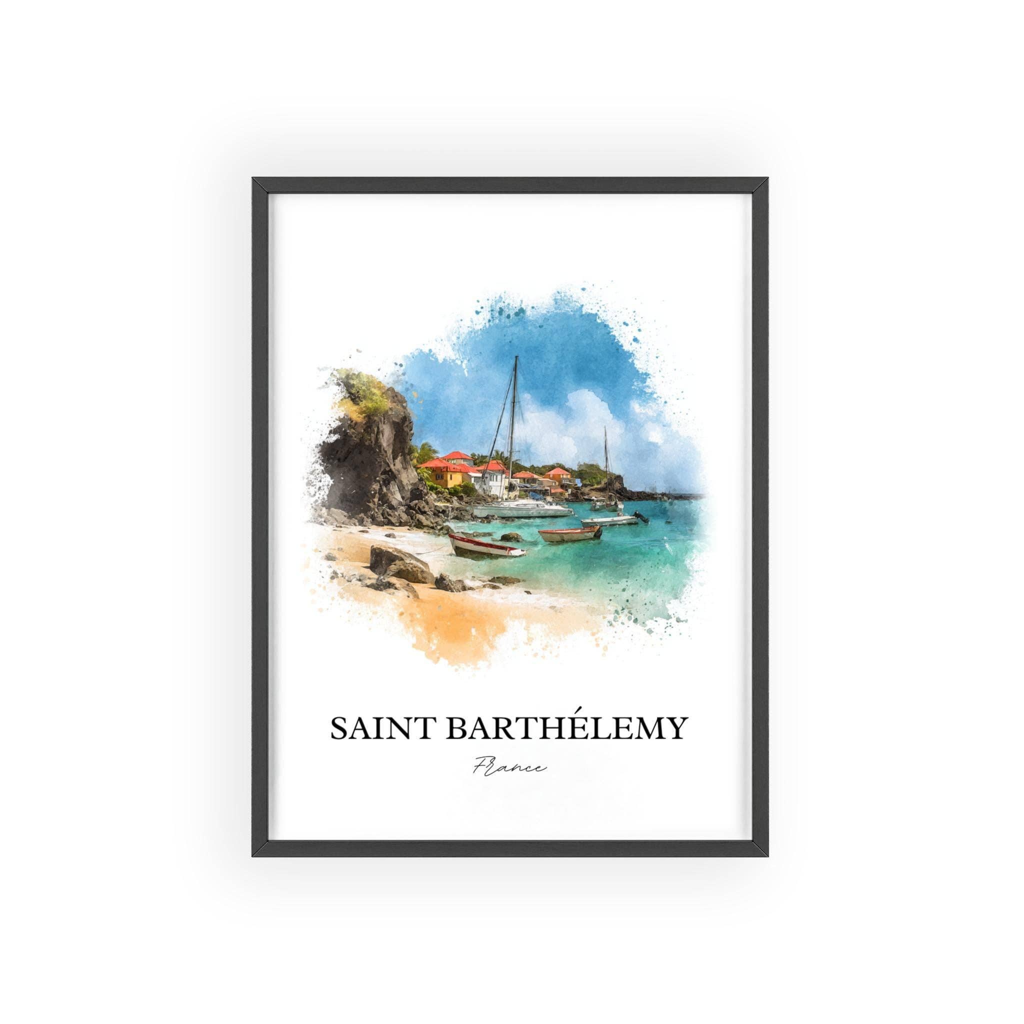 Premium Travel Art – wholesale Art print – Saint Barthélemy Wall Art, St Barts Print, Caribbean Watercolor Art, St. Barts Gift, St Barts Travel Print, Travel Poster, Housewarming Gift6