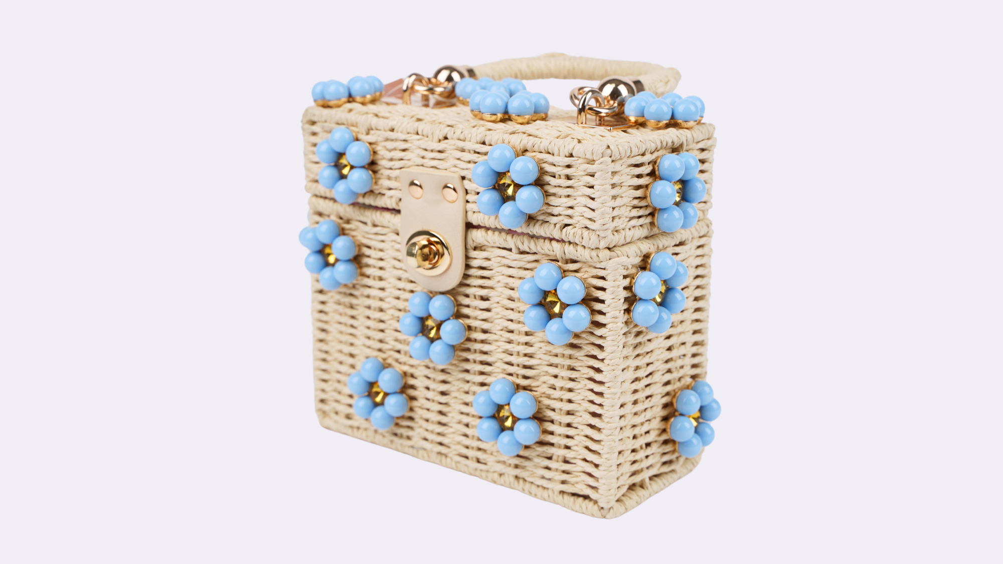 By Jenna Lee - Wholesale Top Handle Bag - Women's - Wicker Bucket Daisy Flower Purse8