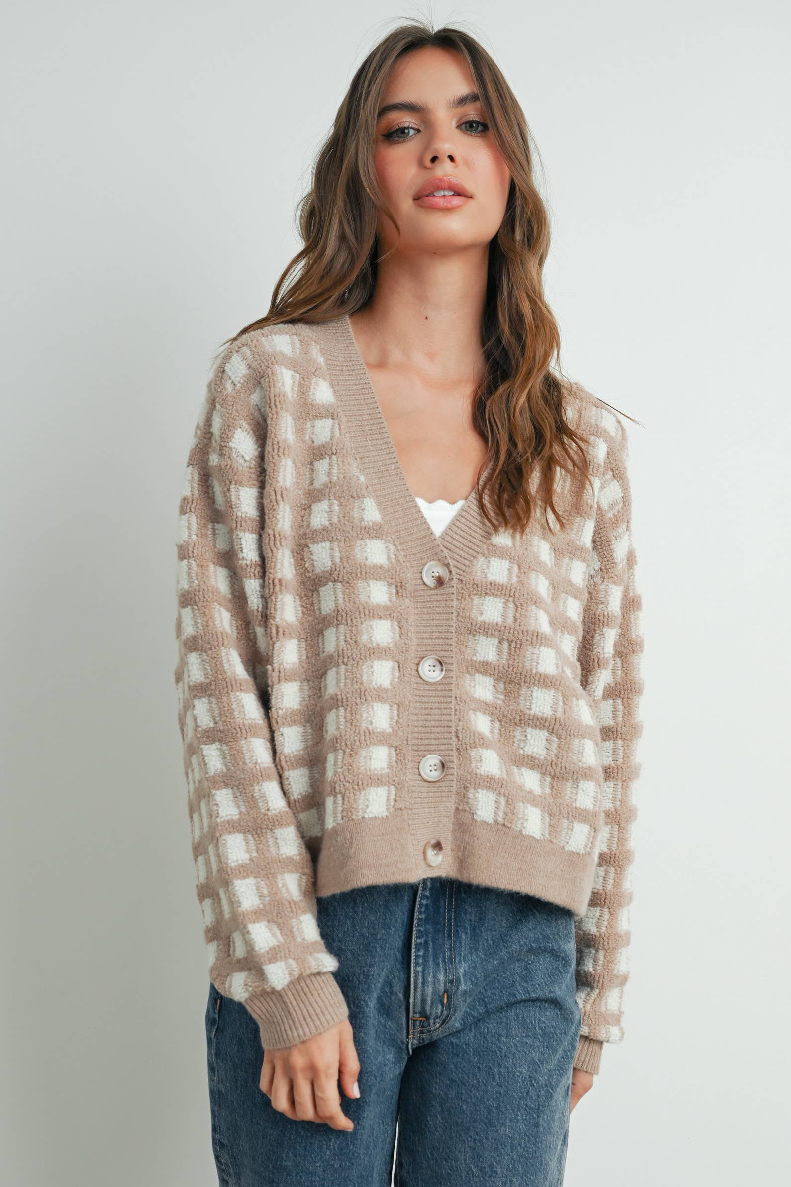 BUTTERMELON – Engroshandel Cardigan - Dame – Cropped V-hals Cardigan - BMC75197