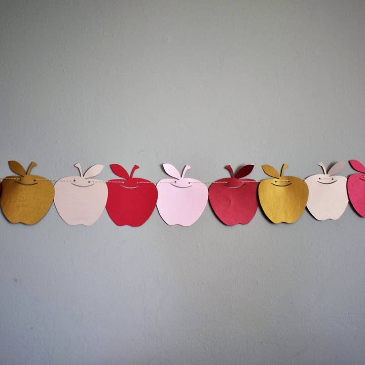 thekitcut - Vente Fanion/guirlande - Guirlande de pommes pour Rosh Hashana, automne, rentrée scolaire3