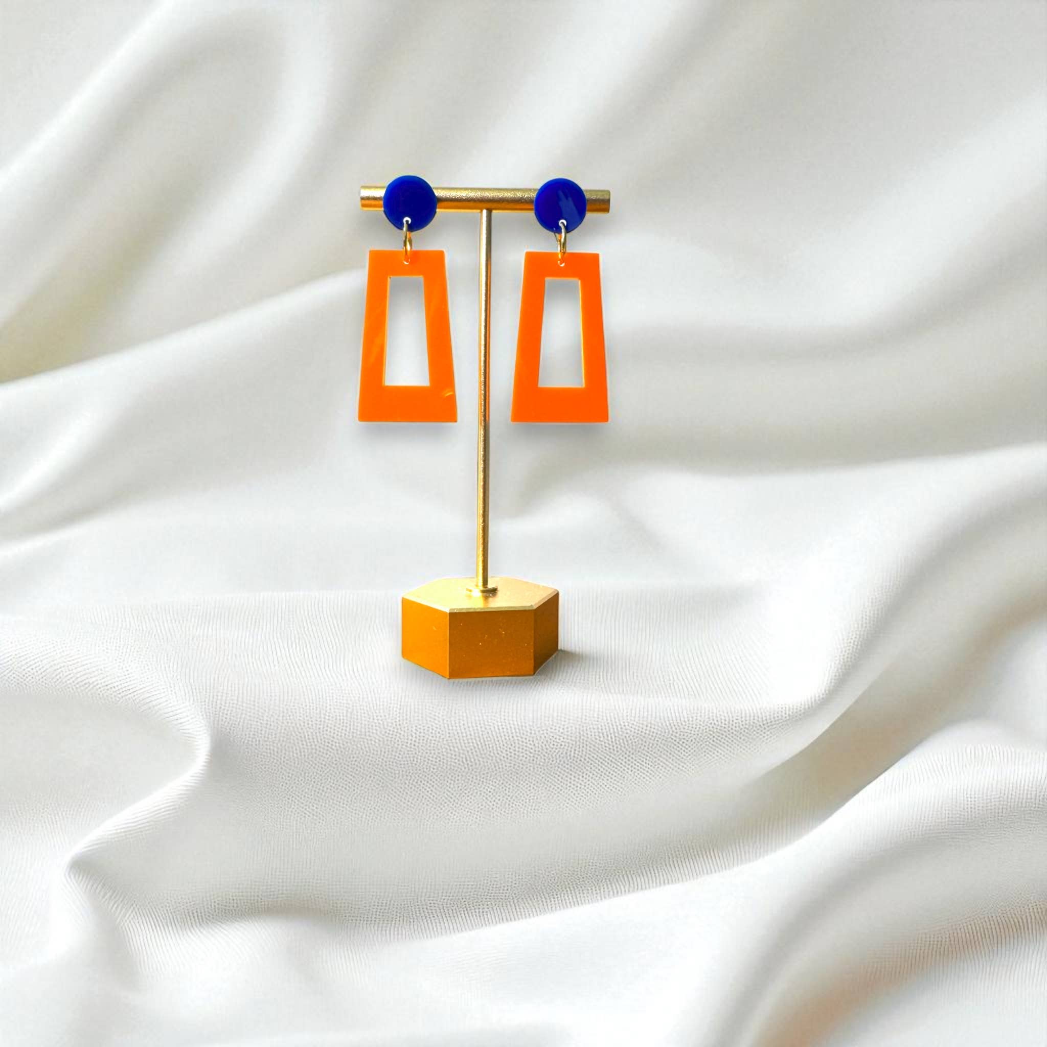 Fish Towne Designs, LLC - Wholesale Dangle Earrings - Orange and Blue Game Day Earrings4
