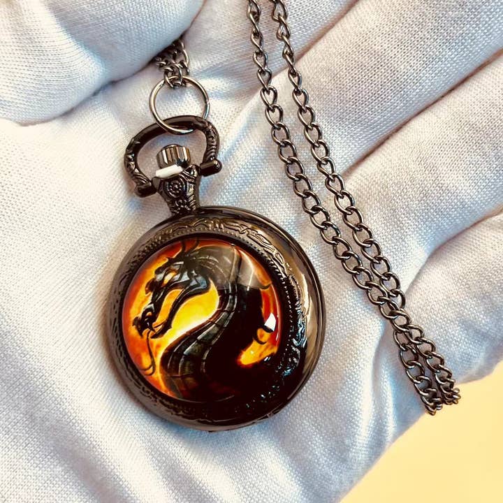 WoodWristCo - Wholesale Pocket Watch - Men's - Dragon's Legacy: Pocket Watch of Power