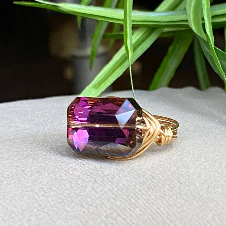 Marble Designs Jewelry – Anel de cocktail/declaração por atacado – Crystal Ring Cocktail Statement Fio Prata Envolvido2