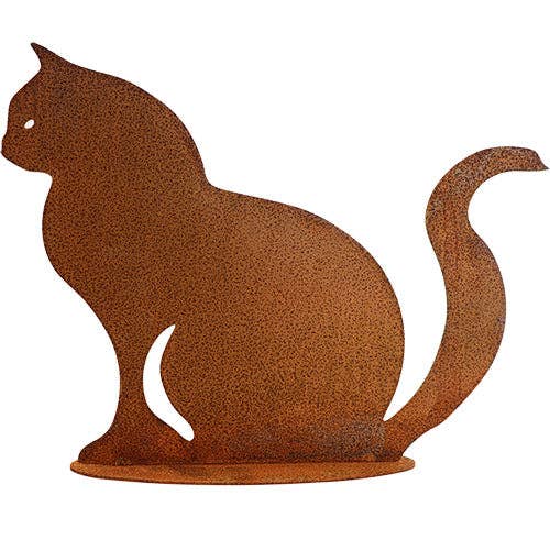Roestige decoratieve kat 'Cleo' | vintage metalen tuinornament voor wholesale door Rostikal
