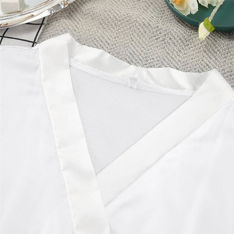 WHITE Tie-Waist Lace Robe and Pants Pajama Set for wholesale on Faire7