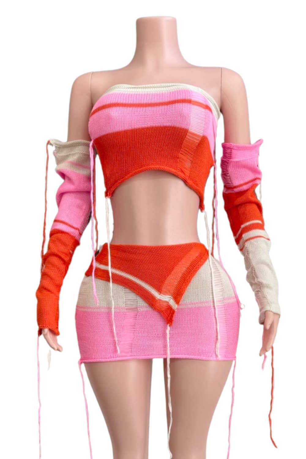 NEWGENS – wholesale Activewear set – Women′s – NC2017A Colorblock Distressed Knit Two-Piece Set5