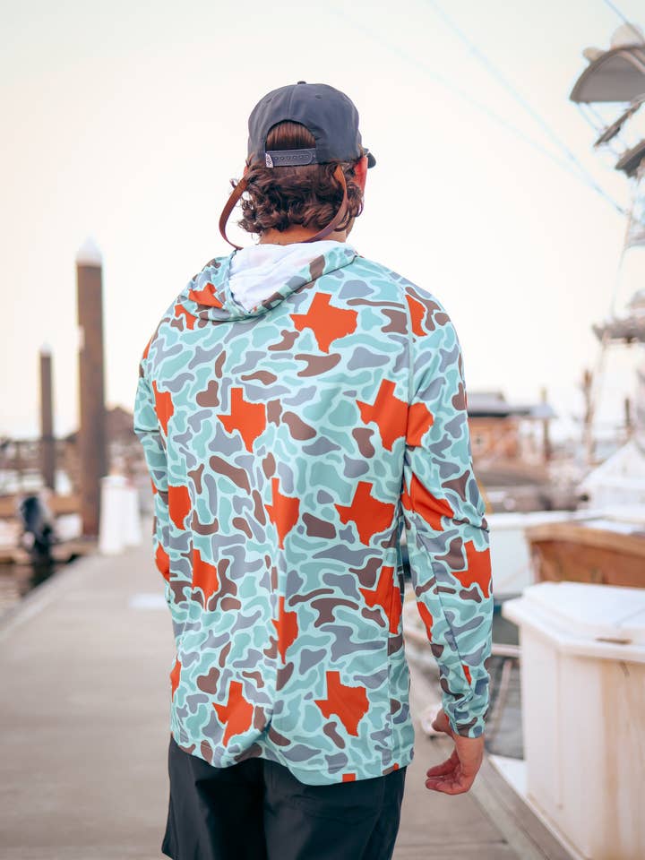 SALT WATER SOUL - Wholesale Hoodie - Men's - Burnt Orange Texas Camo Performance Hoodie2