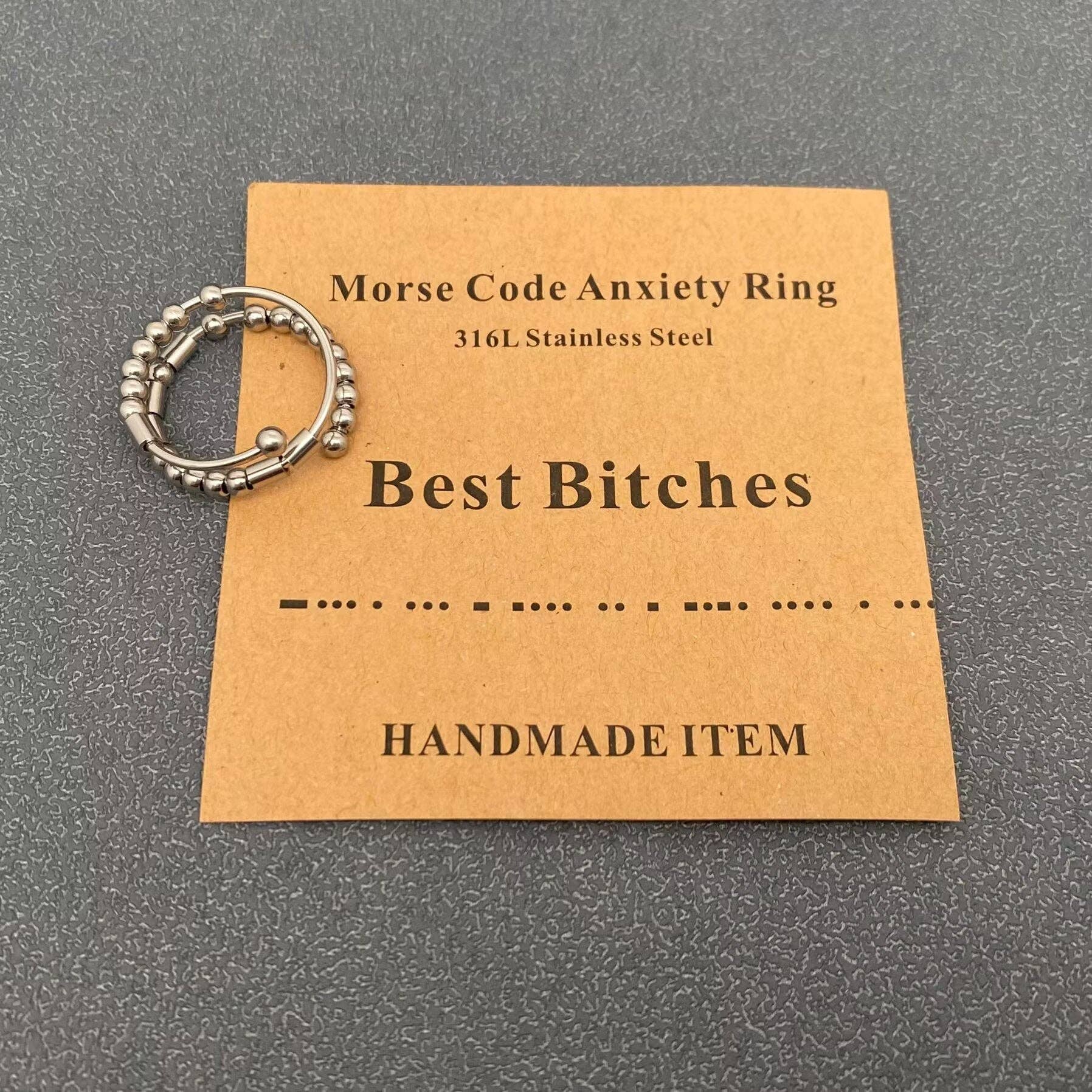 Mio Queena – wholesale Cocktail/Statement Ring – Justerbar ring i flera stilar i morsekod i rostfritt stål2