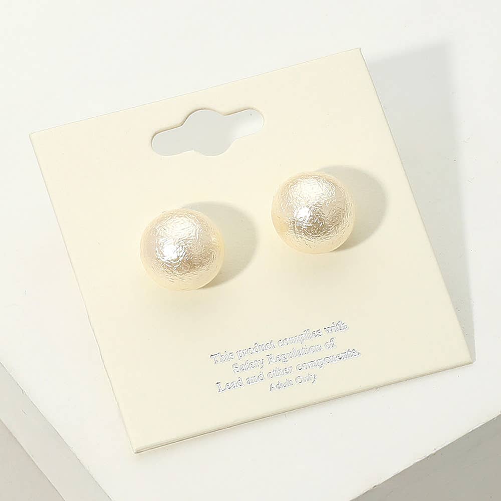 Sensibling Corp. - Wholesale Stud/Post Earrings - 12Pairs - Textured Pearl Stud Earrings2