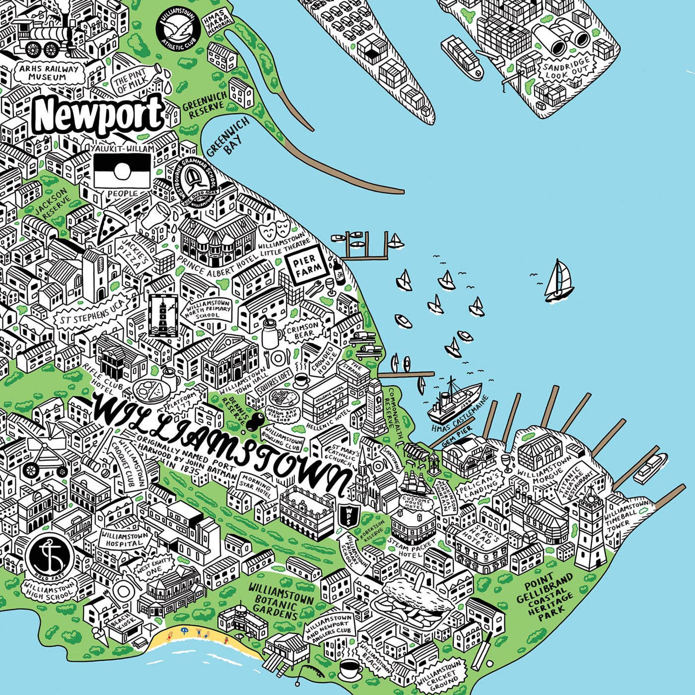 Evermade - Wholesale Art Print - Hand Drawn Map of Melbourne Art Print20