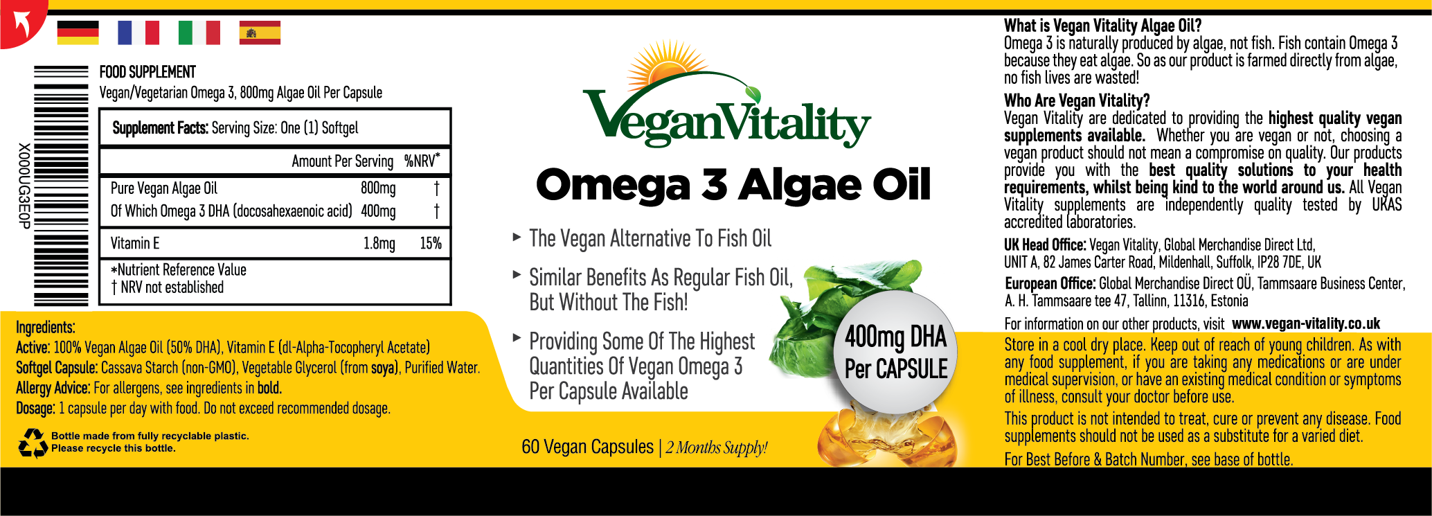Vegan Vitality - Wholesale Oral Supplement/Vitamin - Omega 3 Algae Oil9