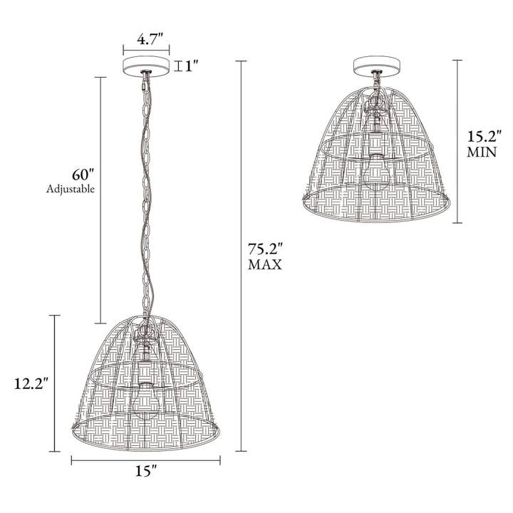 Belles Lighting - Wholesale Chandelier/Hanging Light - Holpha 1-Light Wood Rattan Pendant Light3