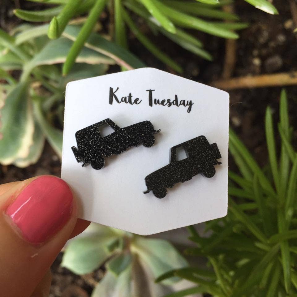 Kate Tuesday Jewelry - Wholesale Stud/Post Earrings - Sparkly Jeep Stud Acrylic Earrings Choose Your Color