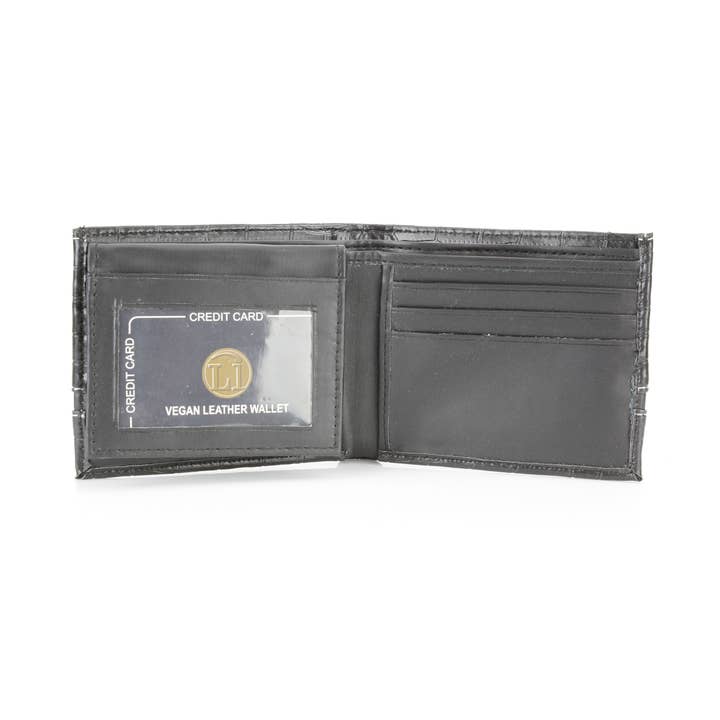 Leather Impressions Inc - Wholesale Wallet - Men's - Crocodile Embossed Vegan Wallet with Solid Band VL 90425