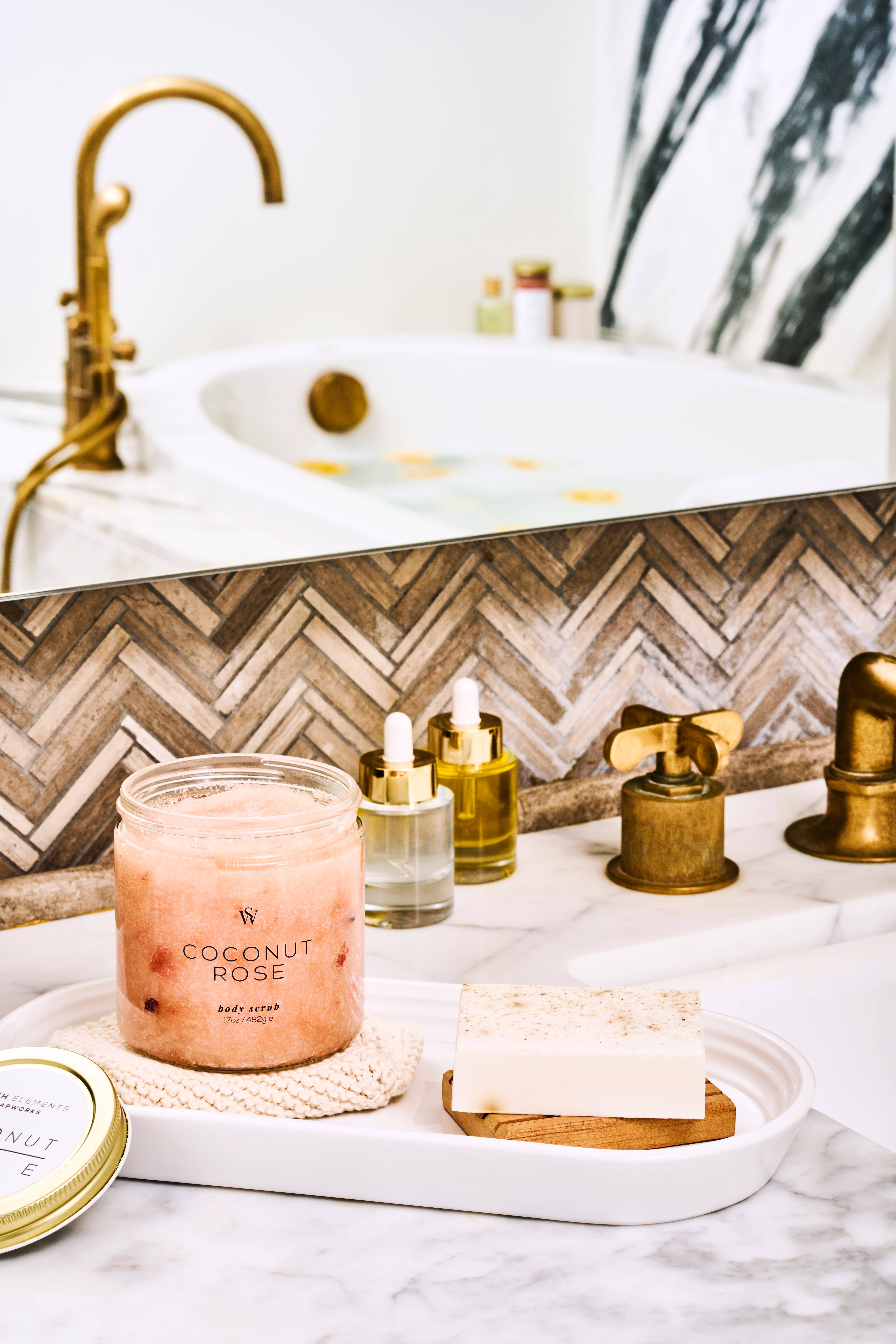 Earth Elements Soapworks – Esfoliante corporal por atacado – Esfoliante corporal de coco rosa1