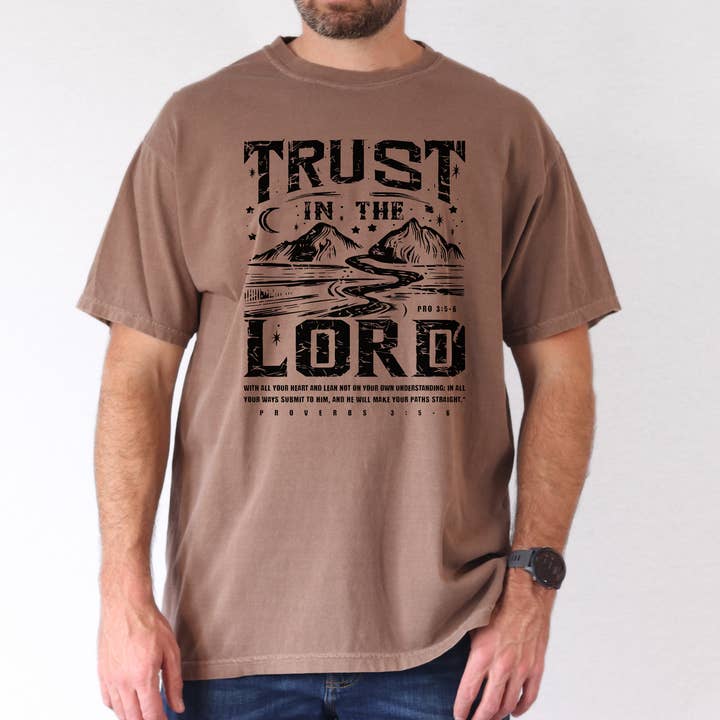 Trust In The Lord Comfort Colors Christian Men's T Shirt for wholesale by Scripted Pearl