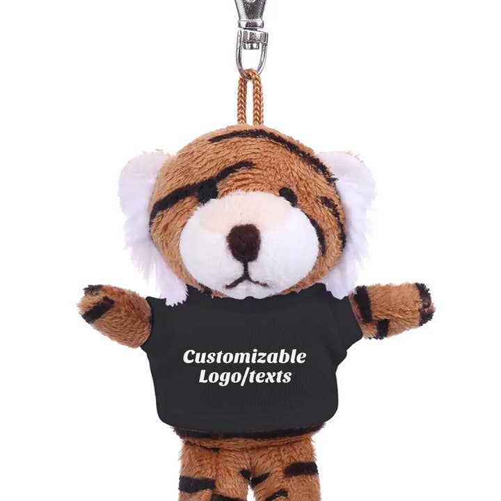 Llavero de Peluche de Tigre Personalizado de 4″ con Camisetas Personalizadas para venta al por mayor de Plushland