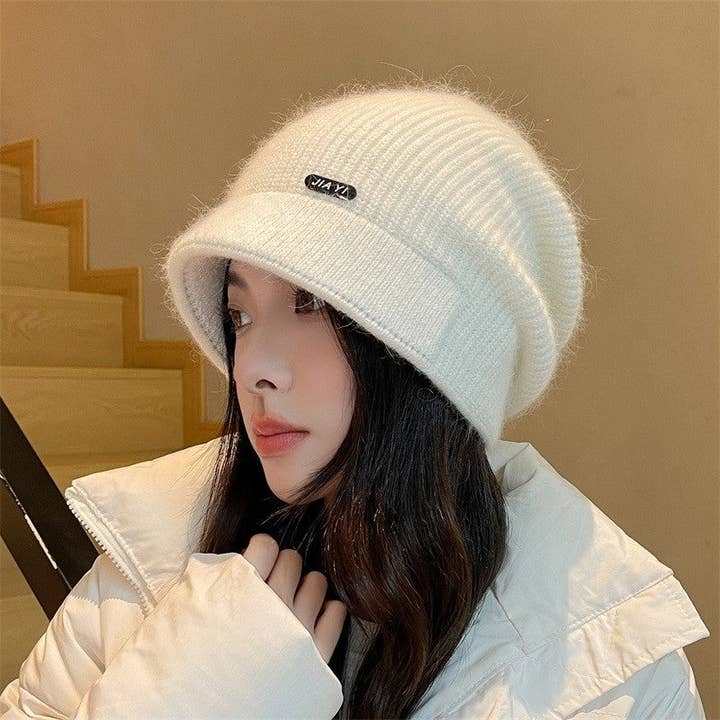 FurDecoration - Wholesale Beanie - Women's - Winter Knit Brimmed Wool Beanie Women Fashion Warm Hat1