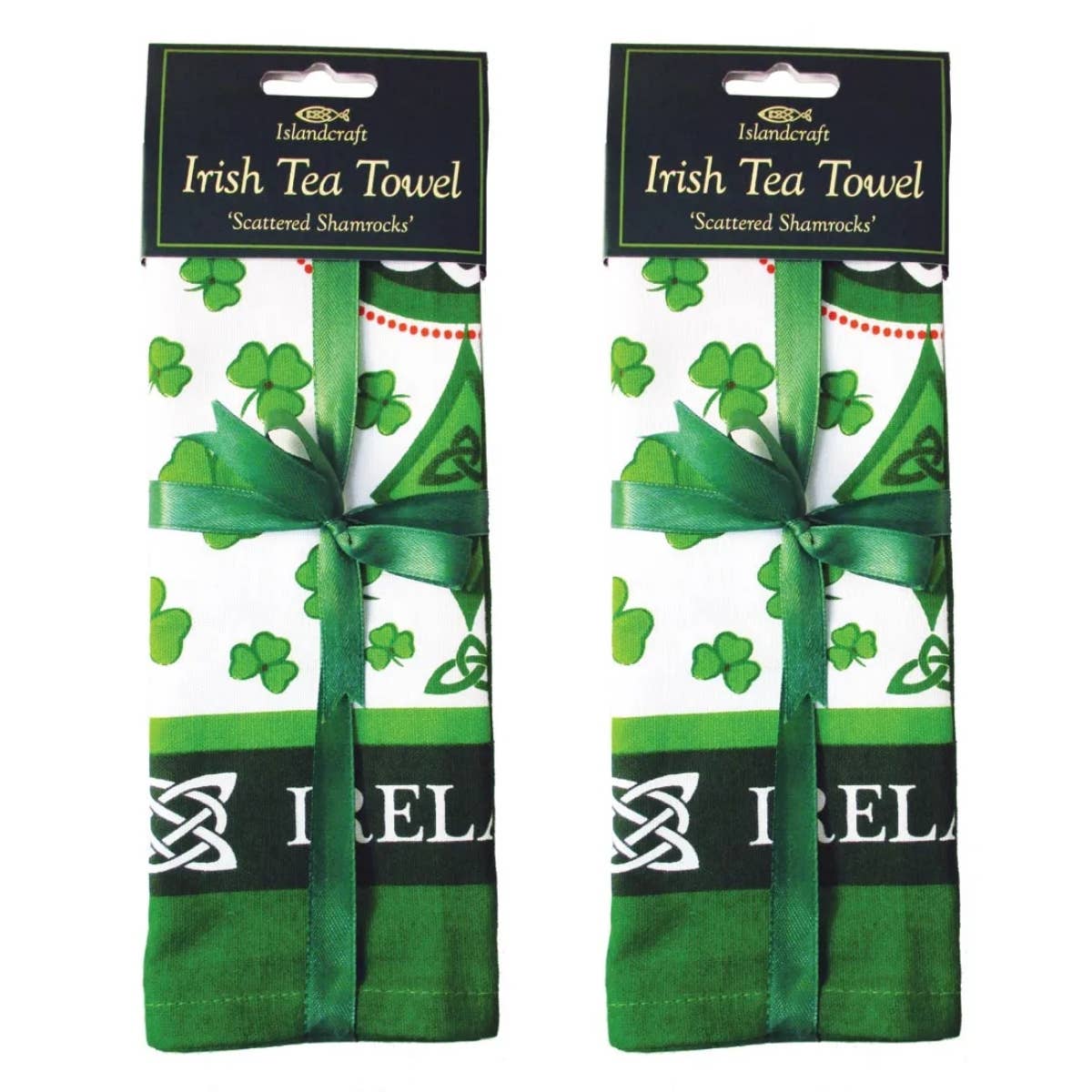 Dublin Gift Company – Toalha de chá por atacado – Toalhas de Chá Irlandesas Trevos Espalhados0