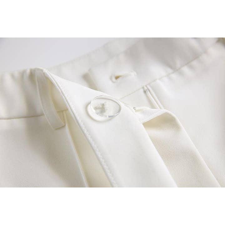 Calista White Rhinestone Arm Blazer & Pant Two Piece Set for wholesale on Faire8