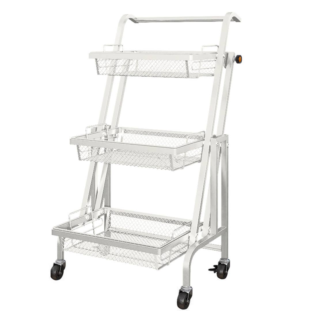 SOGA International Pty Ltd - Wholesale Kitchen Storage/Organizer - SOGA 3 Tier Adjustable Kitchen Shelves with Wheels White0