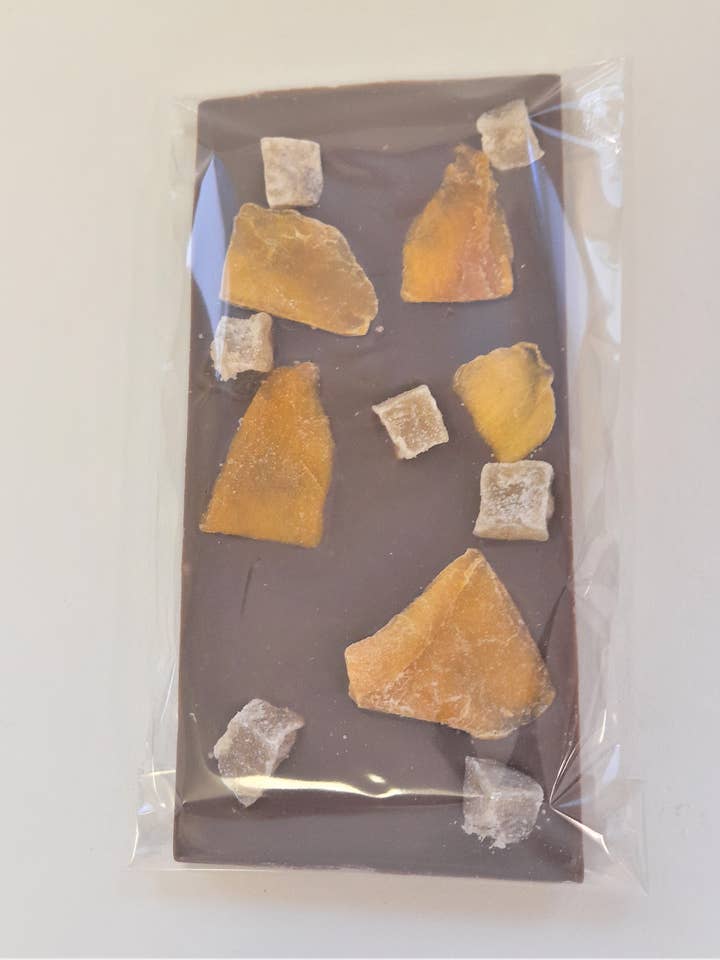 Luxury Vegan Mango & Ginger Milk Chocolate for wholesale by The Vegan Chocolates And Treats Co.