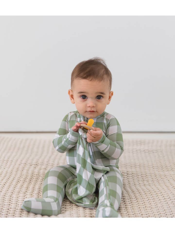 Modern Roots Kids Co. - Wholesale Sleepsuit - Baby - Bamboo Sleeper | gingham2