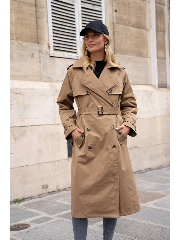Attrait Paris - Wholesale Trench Coat - Women's - Long double-breasted trench coat2