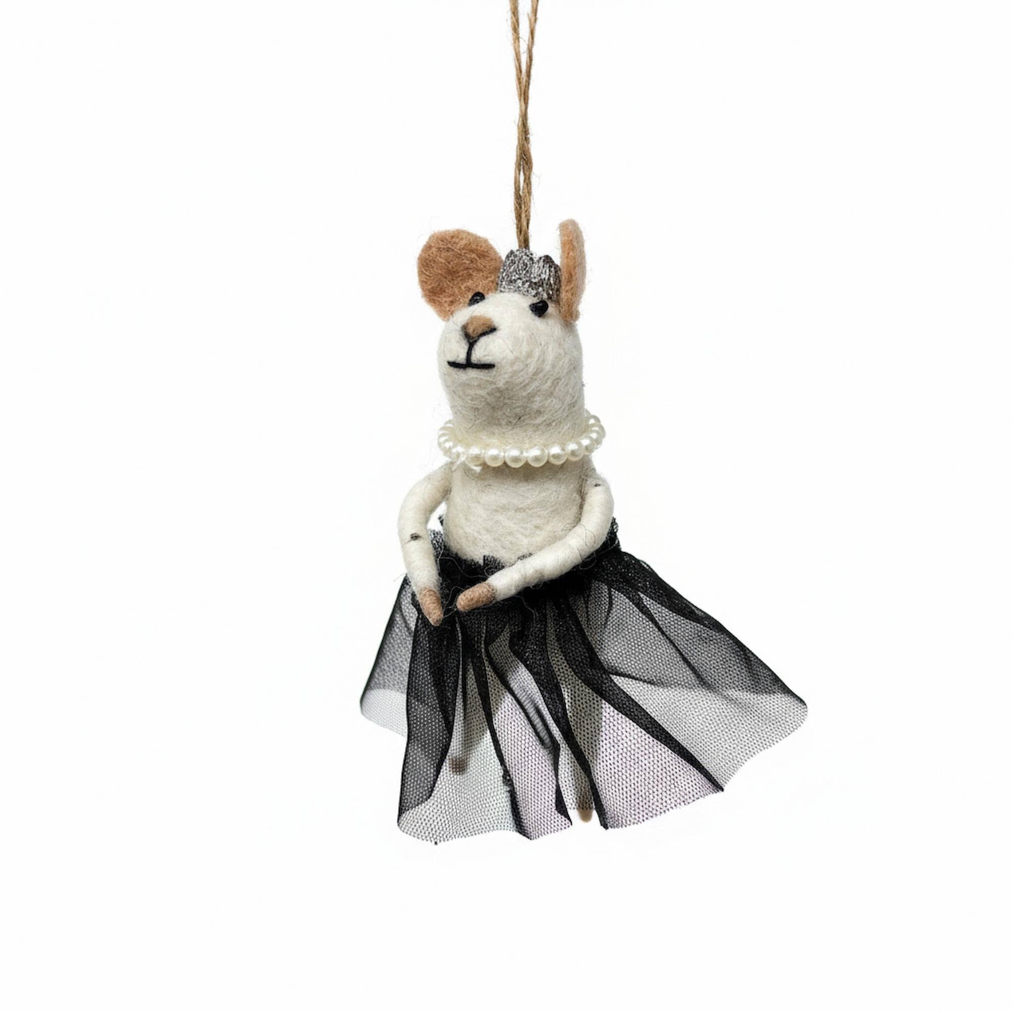 Global Crafts - Wholesale Ornament - Red Carpet Queen Mouse Felt Ornament2