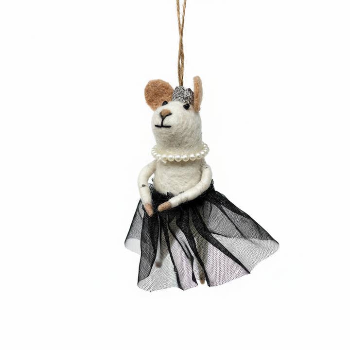 Global Crafts - Wholesale Ornament - Red Carpet Queen Mouse Felt Ornament2