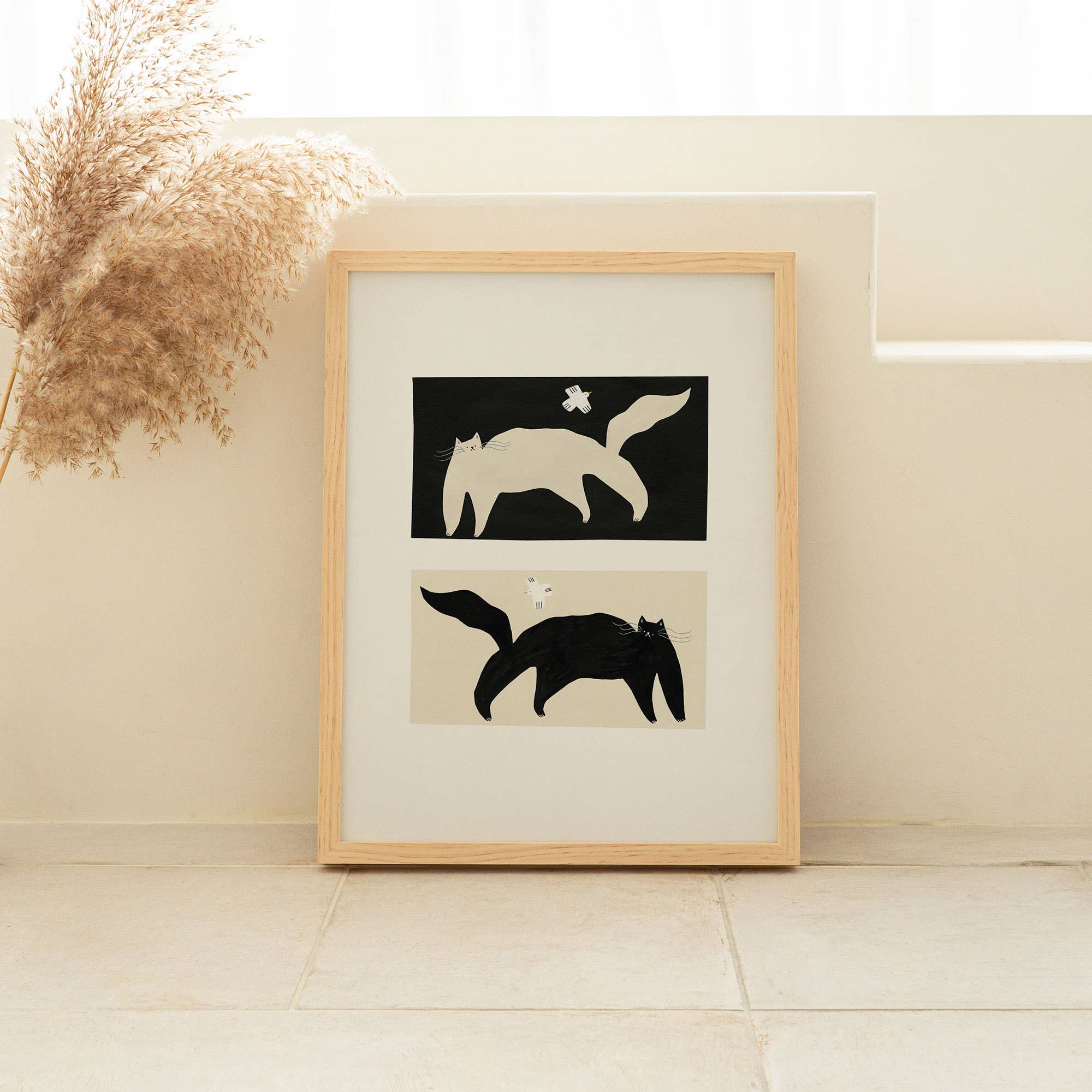 Little Black Cat Illustrated Goods – Engroshandel Kunsttryk – Negativ/Positive Katte Kunsttryk | Monokrom vægkunst4