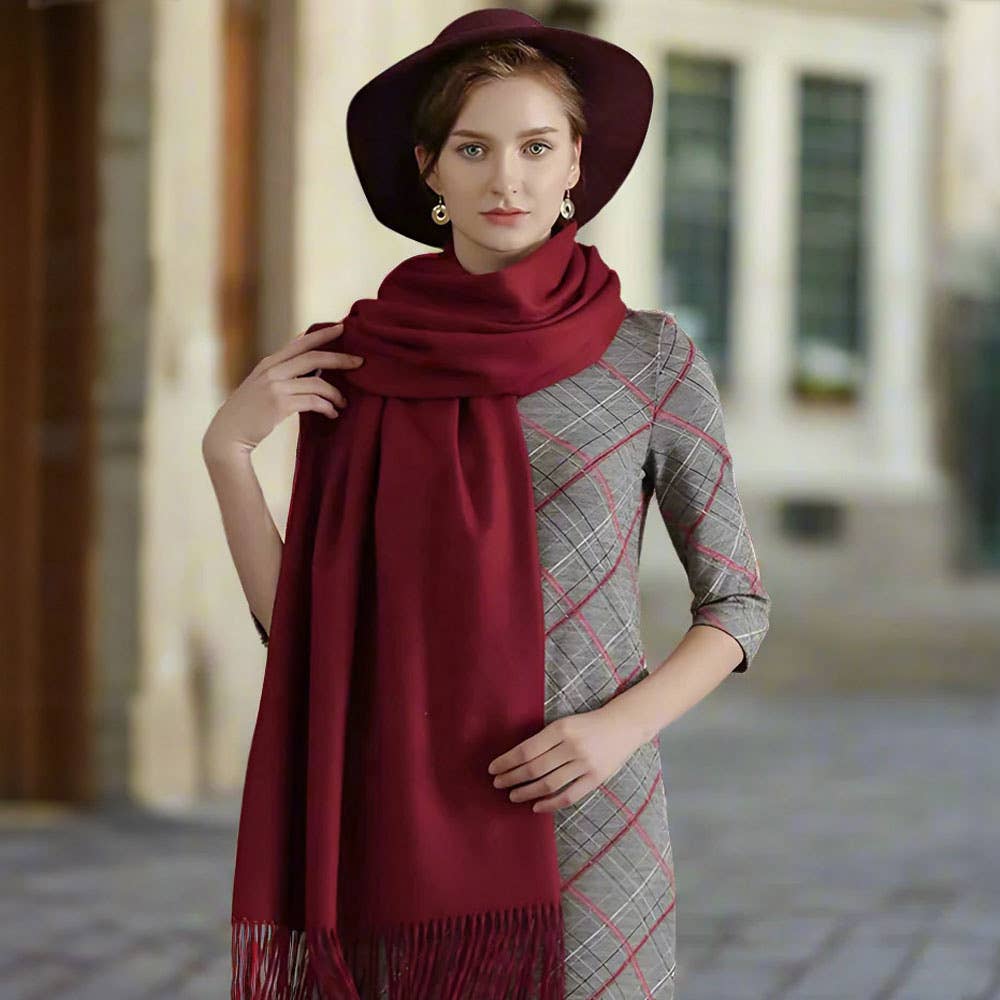 Sensibling Corp. - Wholesale Scarf - Women's - Solid Cashmere Blend Soft Wrap Shawl Scarf8