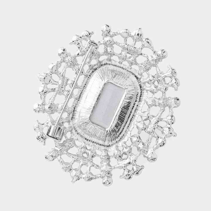 Sensibling Corp. - Wholesale Brooch - Rectangle Glass Stone Pointed Pearl Embellished Pin Brooch2